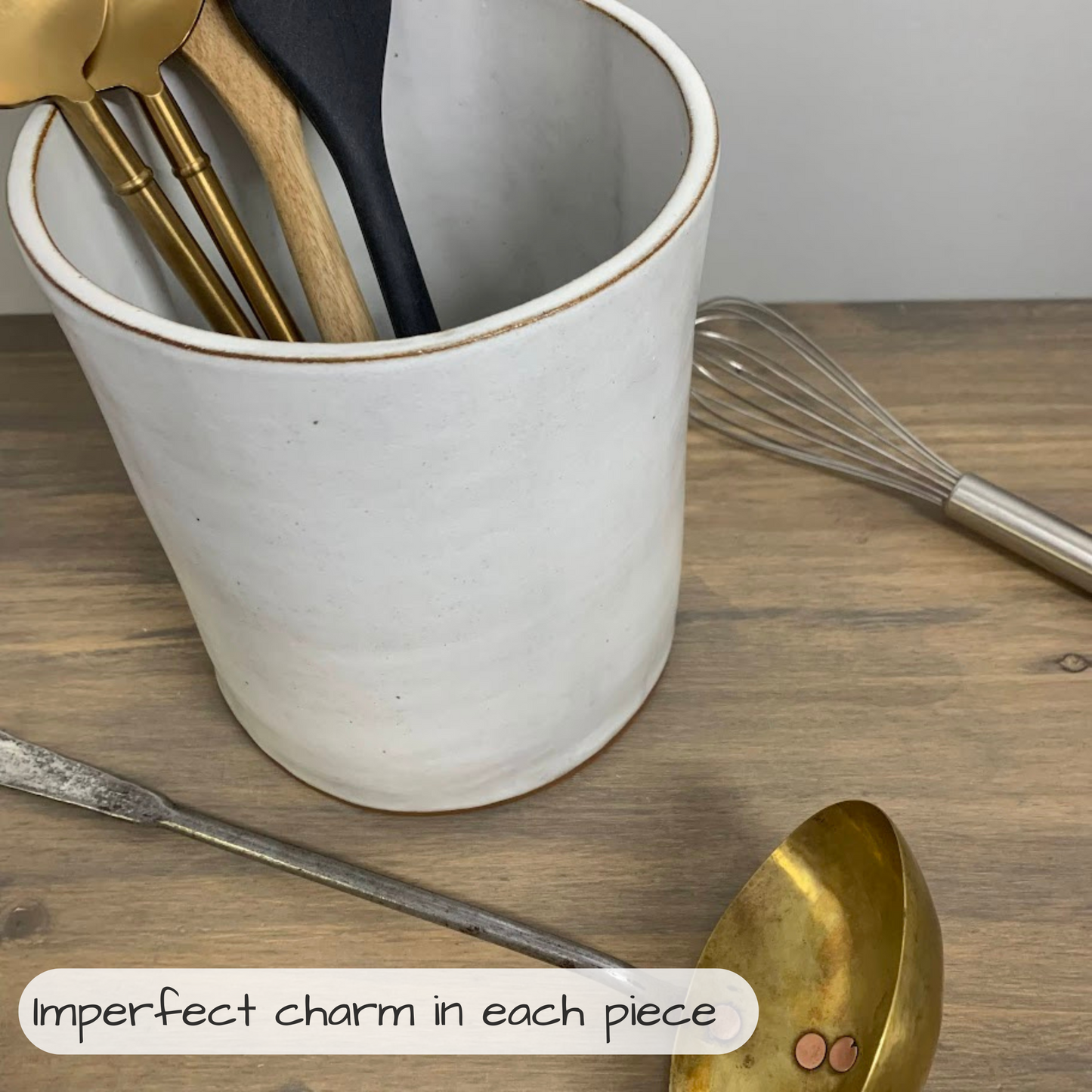 Large Kitchen Utensil Holder 8"tall X 6" wide, White