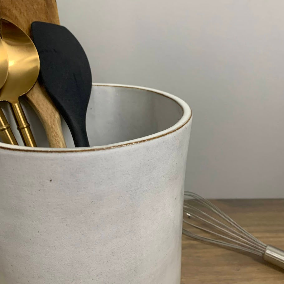 Large Kitchen Utensil Holder 8"tall X 6" wide, White