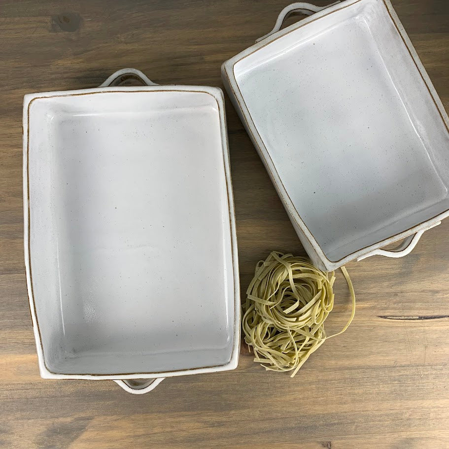 Hand-Formed Casserole Baking Dish | Glacier White
