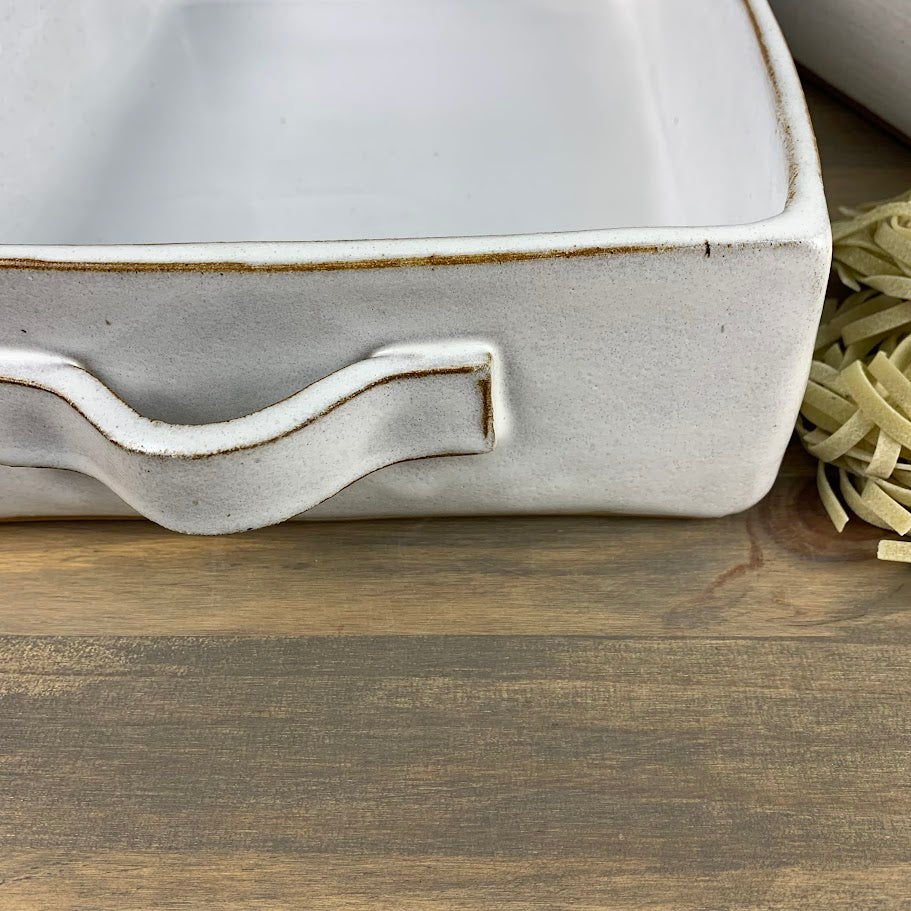Hand-Formed Casserole Baking Dish | Glacier White