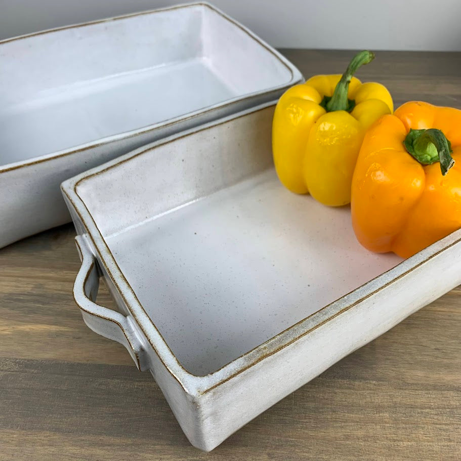 Hand-Formed Casserole Baking Dish | Glacier White