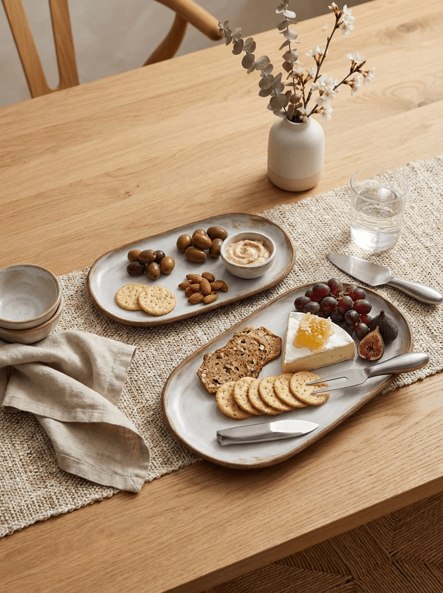 rustic oval cheese and cracker platter with cookies, fruit, and cheese on a wooden table.