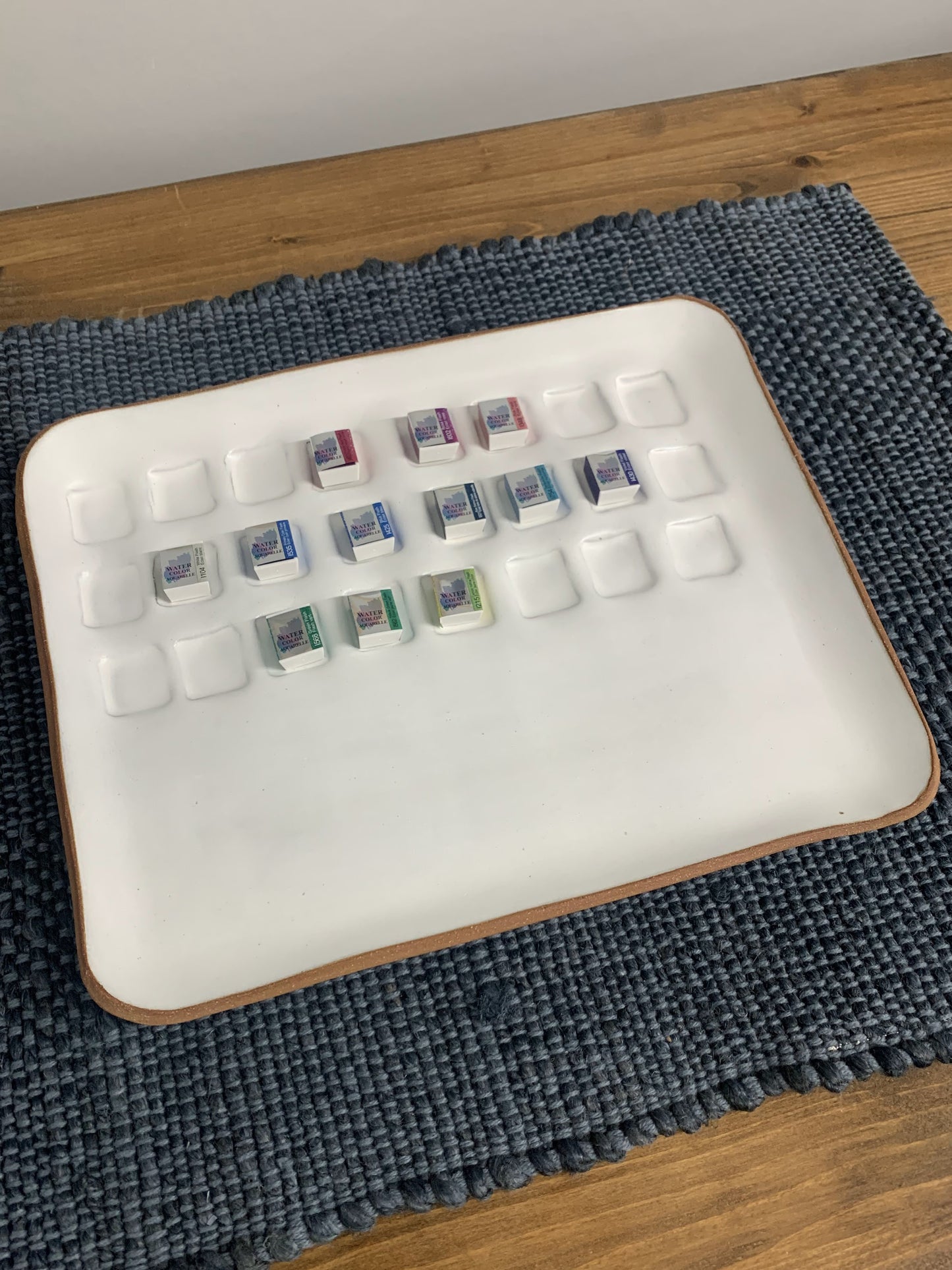 Extra Large Paint Palette |  Handmade Wet Mixing Palette for 24 Watercolor Half Pans