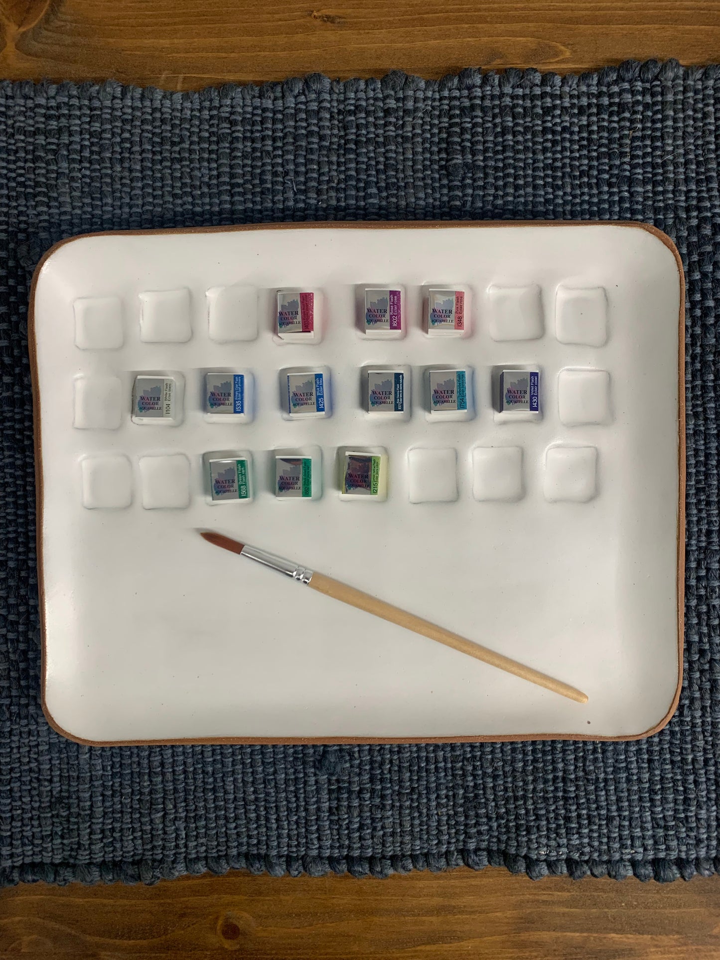 Extra Large Paint Palette |  Handmade Wet Mixing Palette for 24 Watercolor Half Pans