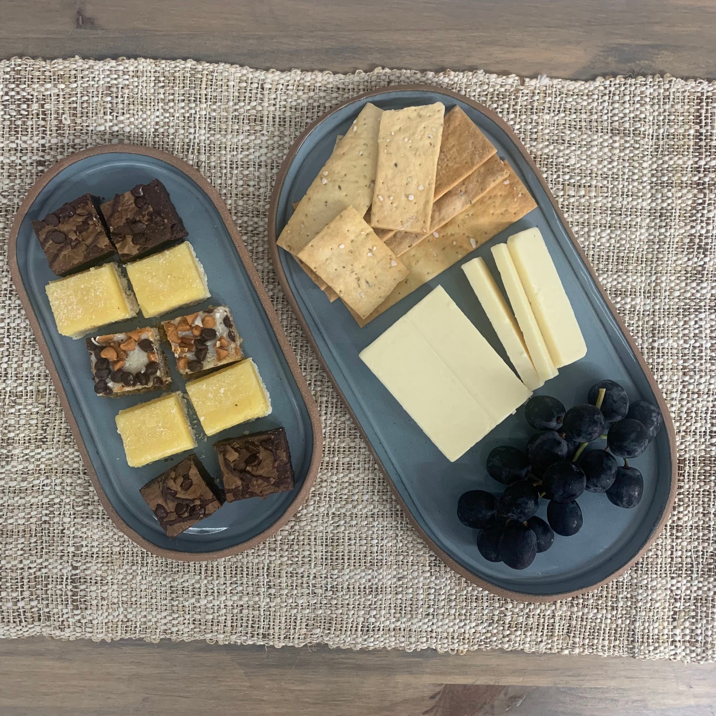 Oval Serving Tray Set | Eggshell Blue |  Handmade Ceramic Appetizer Platters