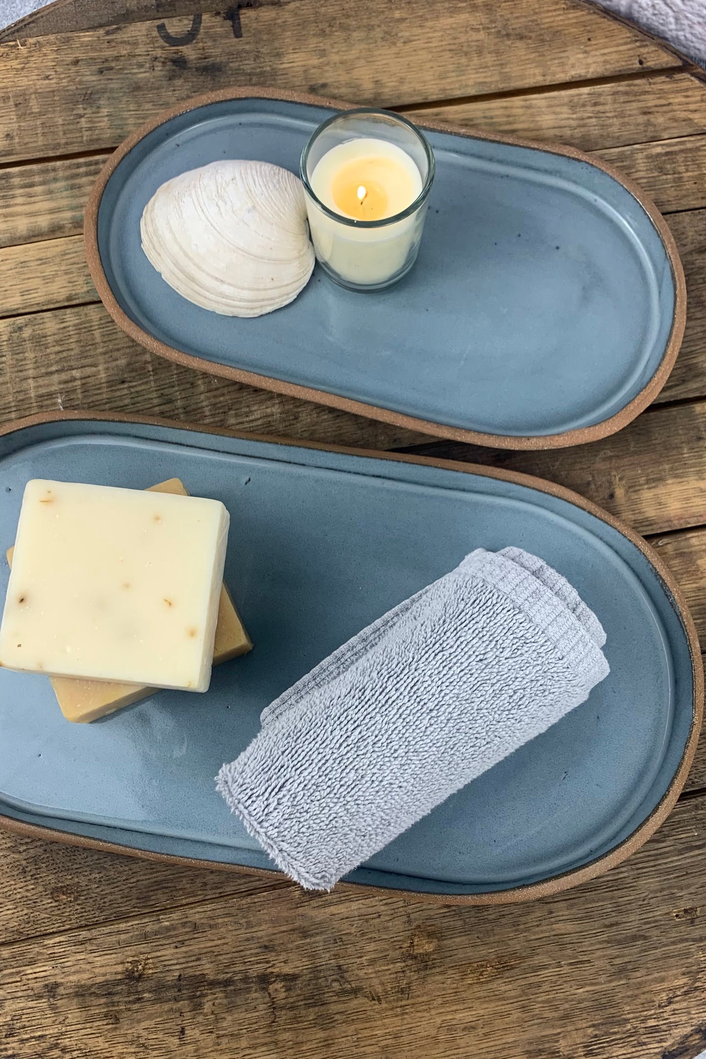 Oval Serving Tray Set | Eggshell Blue |  Handmade Ceramic Appetizer Platters