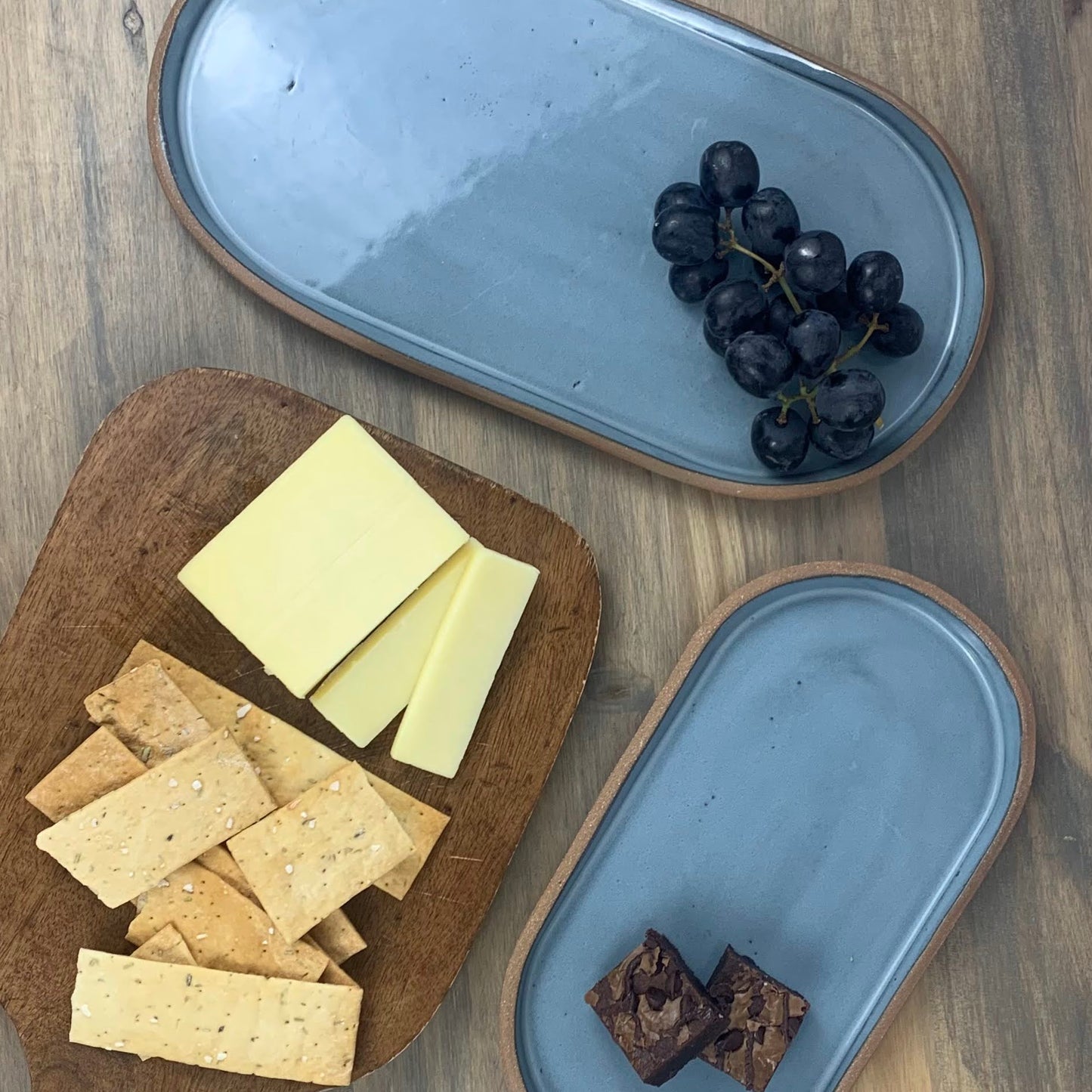 Oval Serving Tray Set | Eggshell Blue |  Handmade Ceramic Appetizer Platters