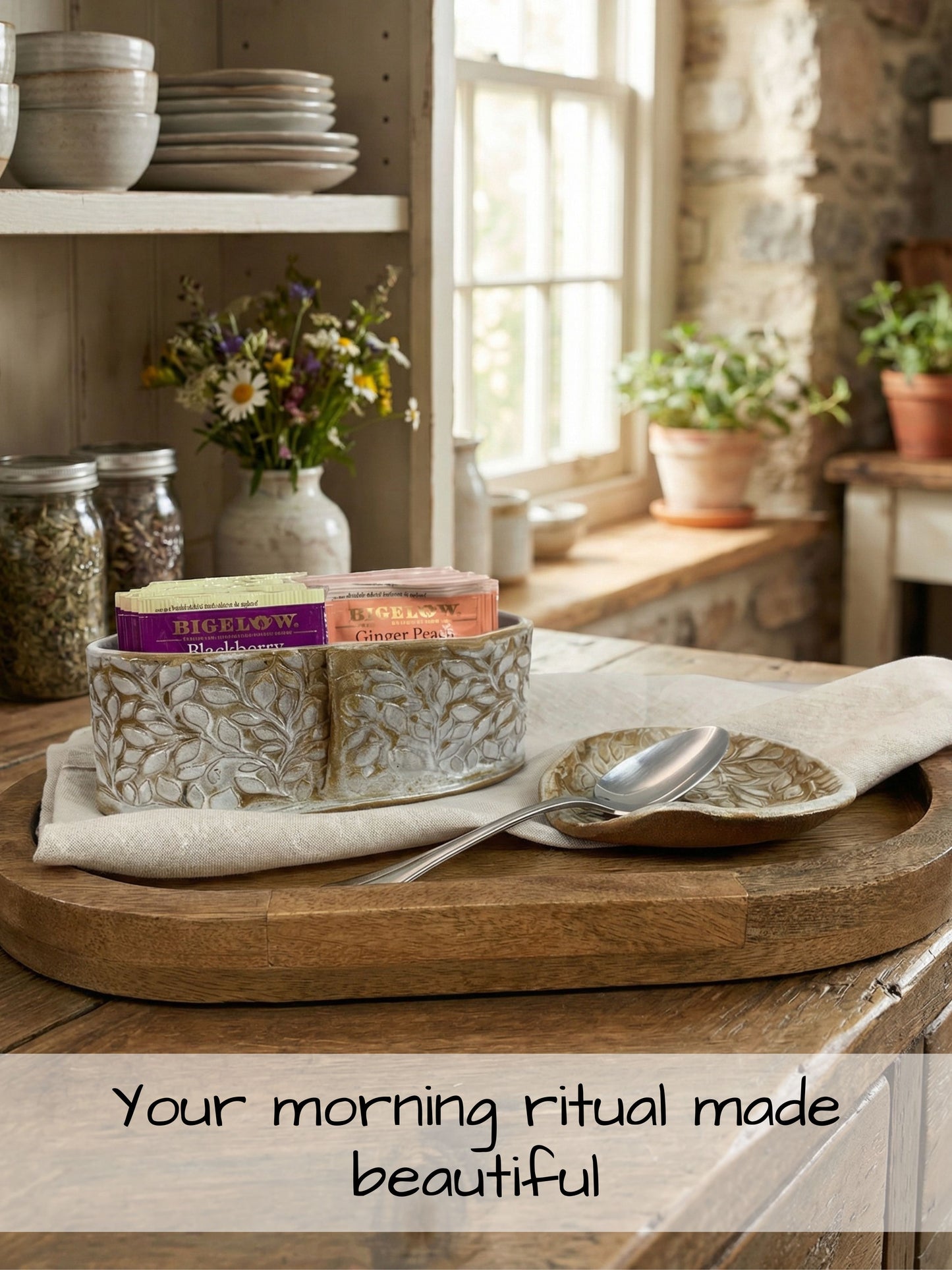 Willow Tea Organizer | Countertop Storage Caddy | Tea Gift