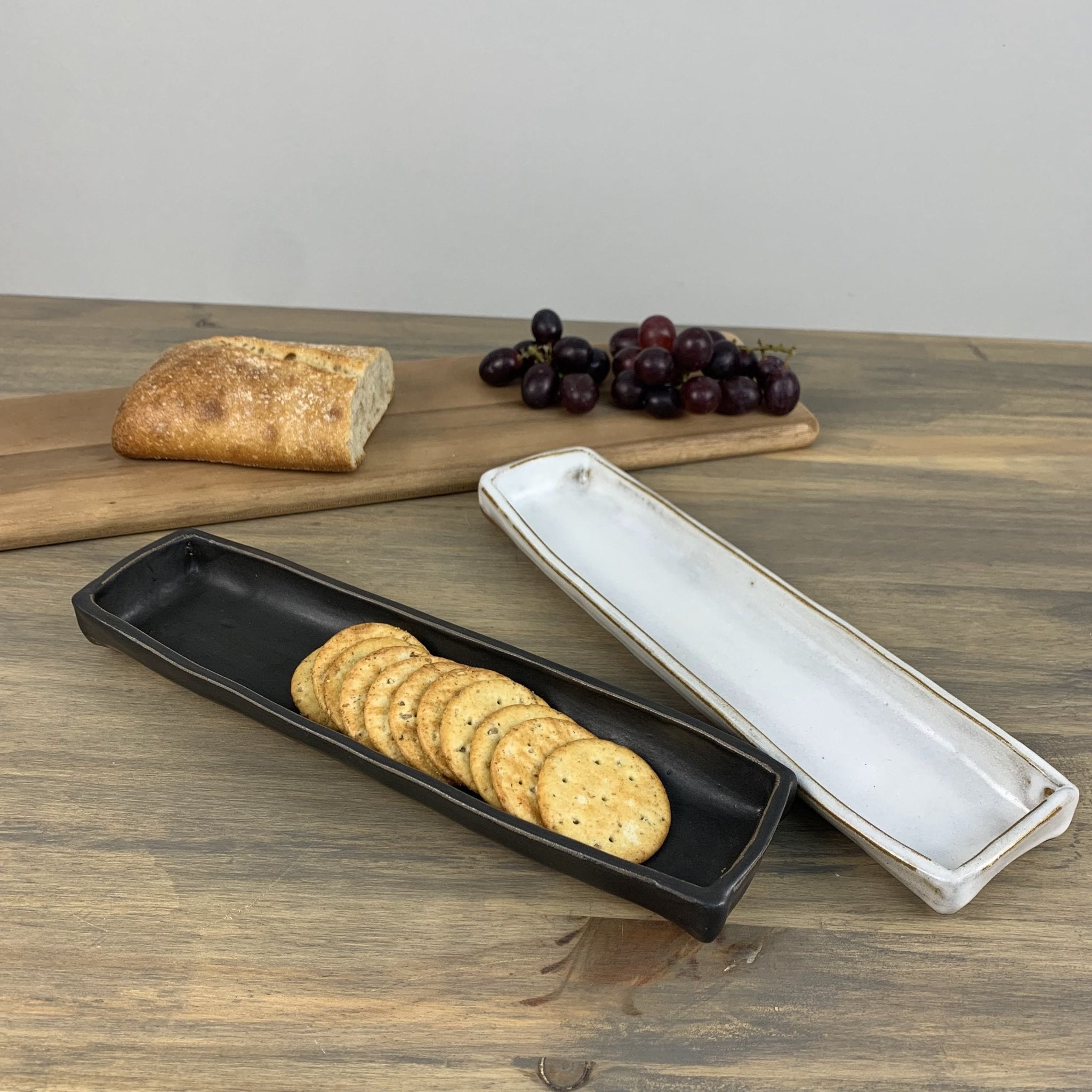 Handmade Stoneware Cracker Tray | Ceramic Appetizer & Serving Dish