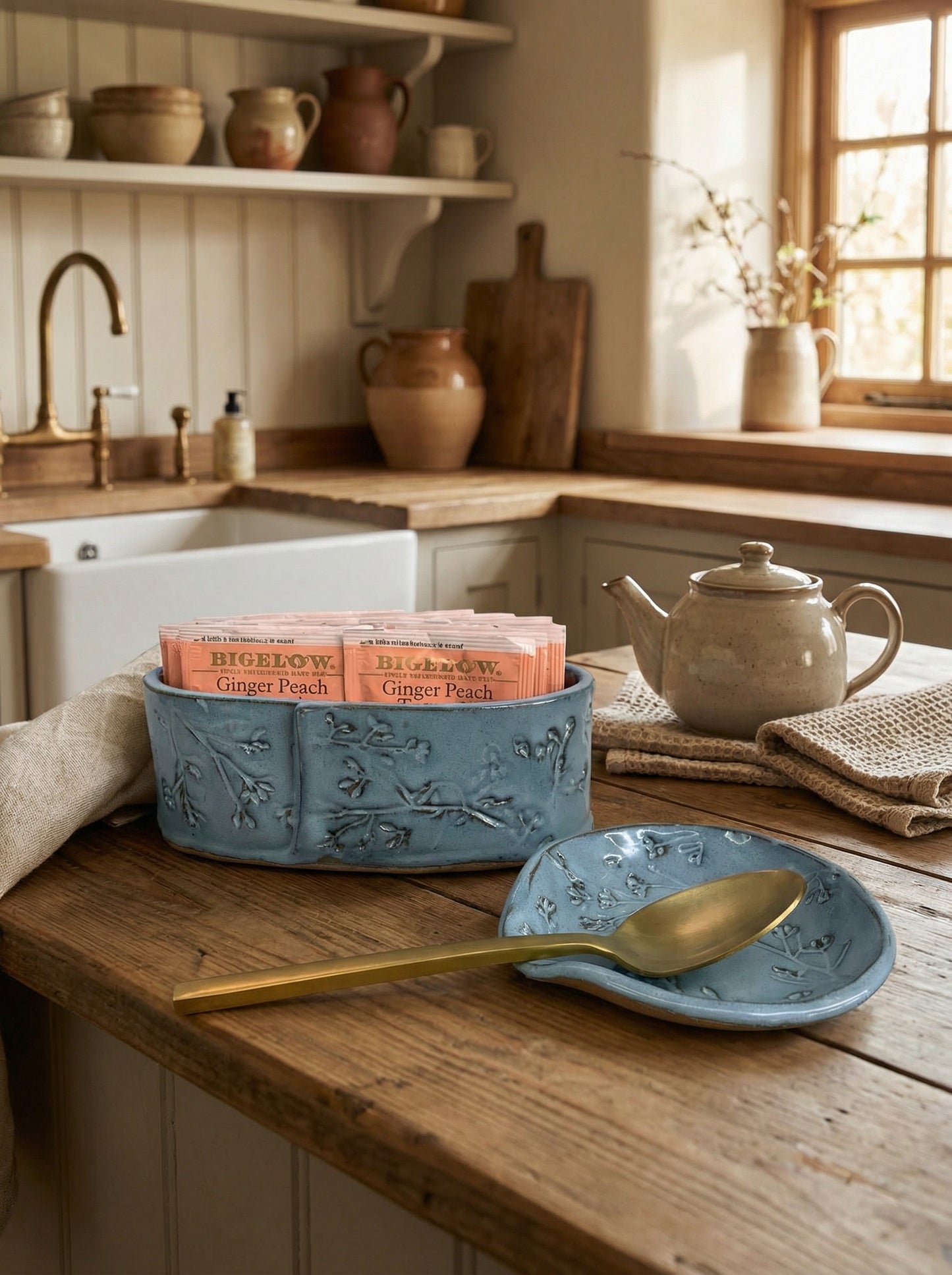Branch & Berry Tea Organizer | Countertop Storage Caddy | Tea Gift
