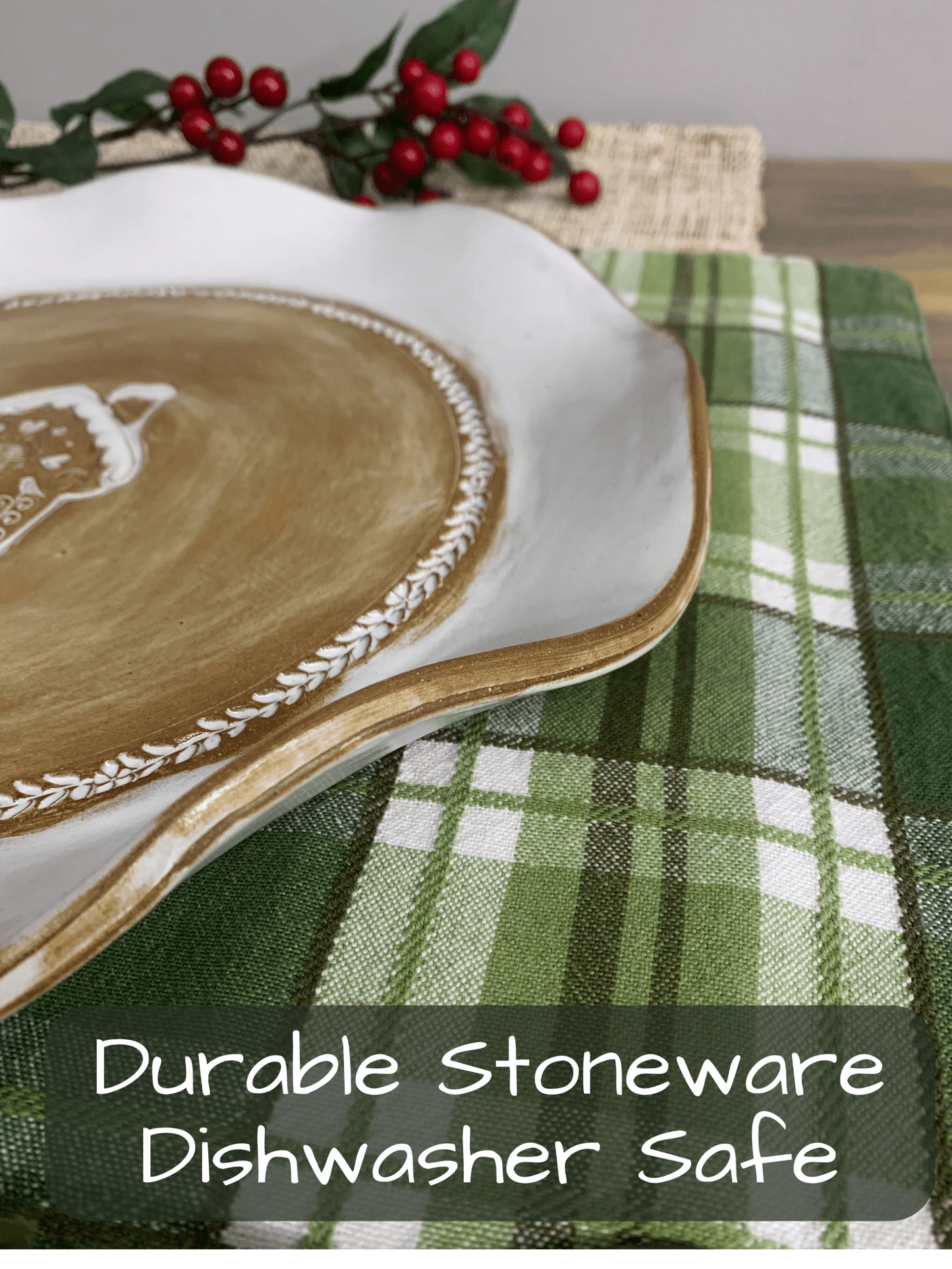 Ruffled Gingerbread House Plate - Elevate Ceramics Co.