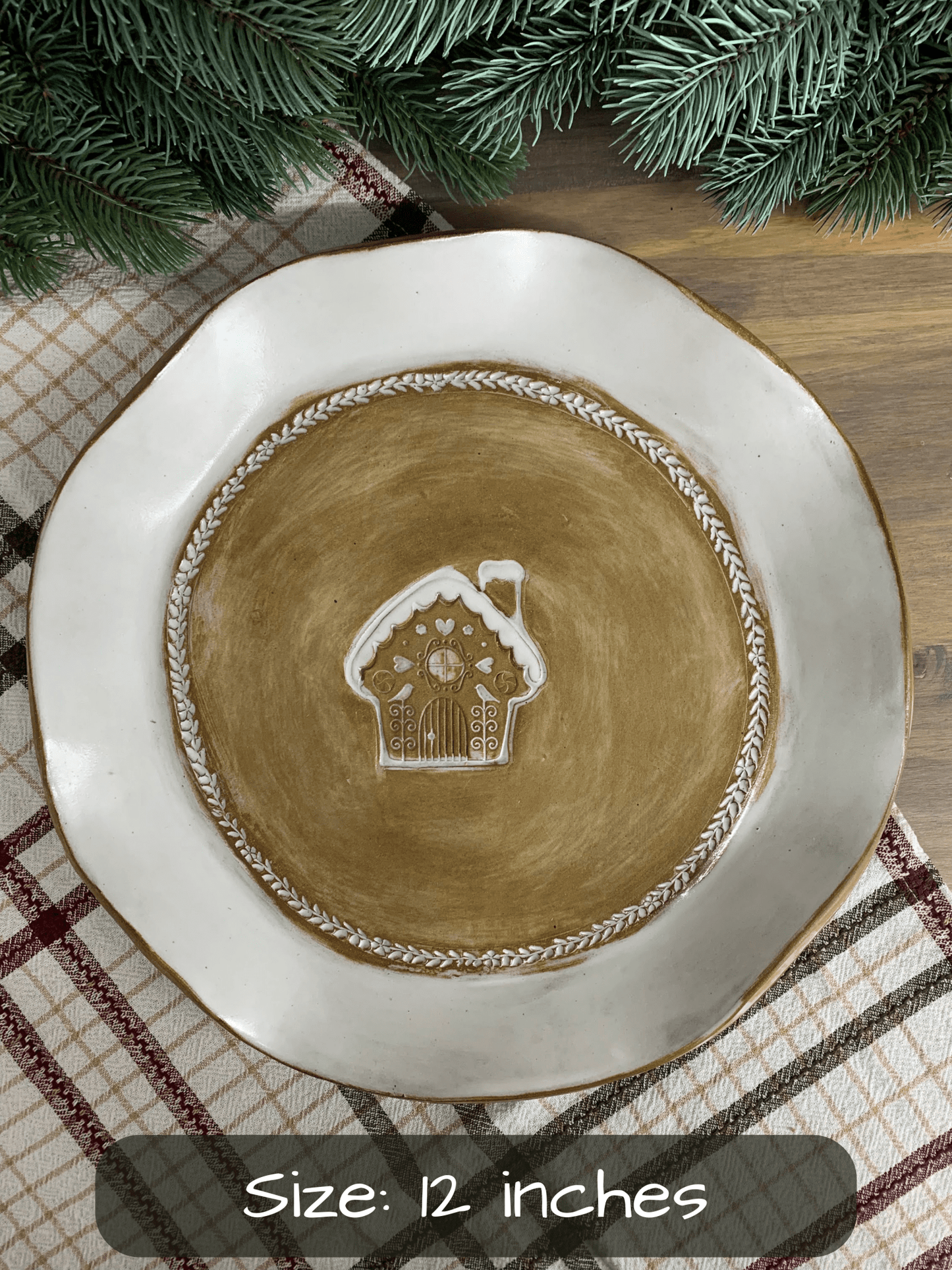 Ruffled Gingerbread House Plate - Elevate Ceramics Co.
