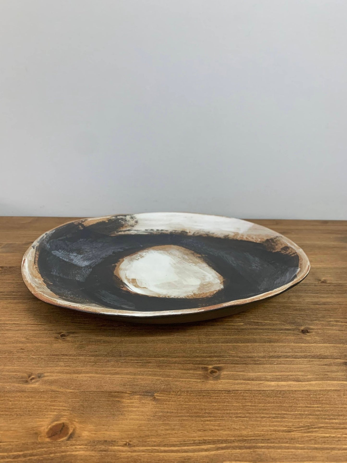 Shallow Ceramic Art Bowl | Ink and Ash Series No.5 - Elevate Ceramics Co.