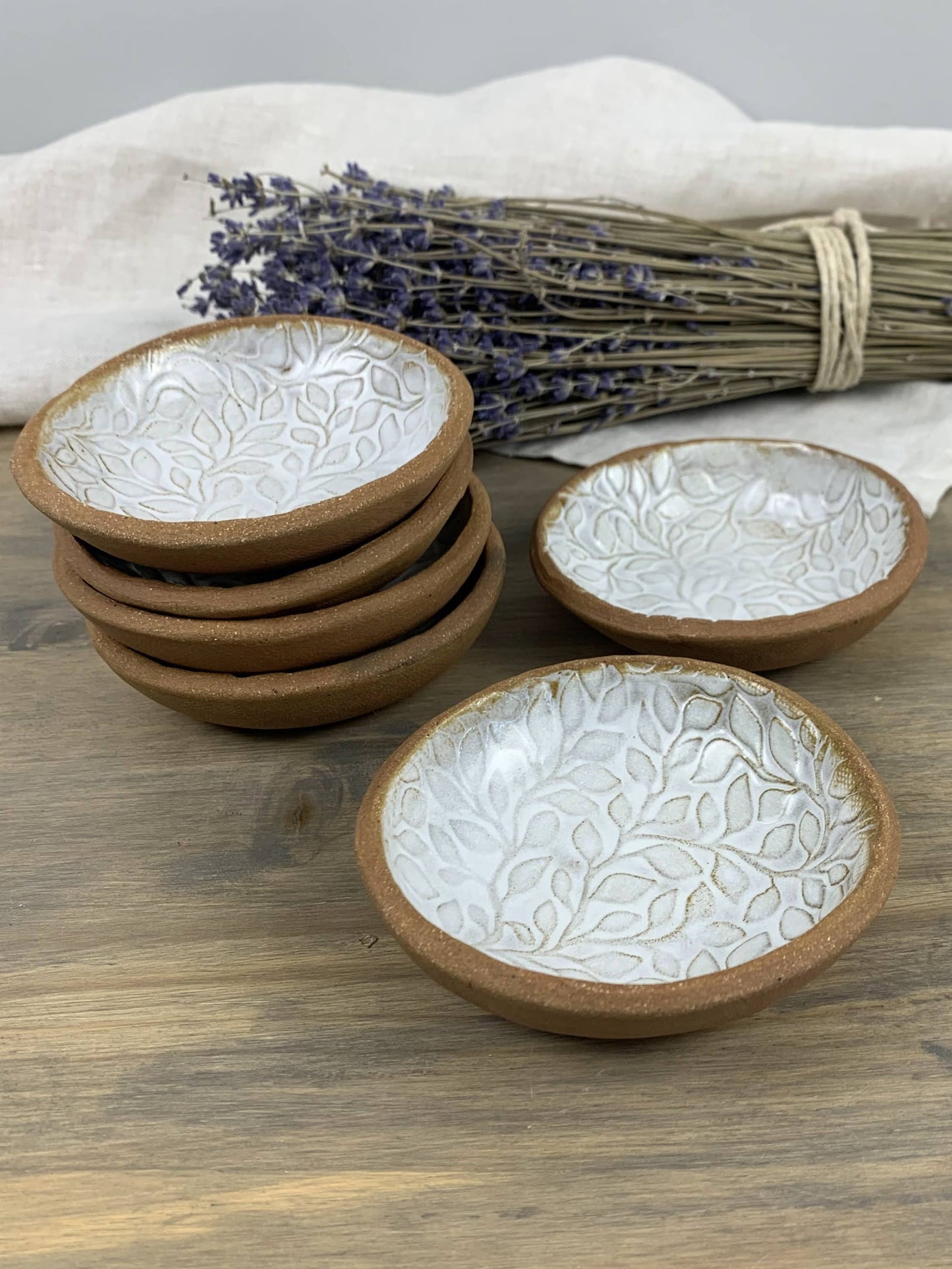 Willow Pottery Mini Bowls | Artisan Ceramic Dipping Bowls | Set of 4 or 6