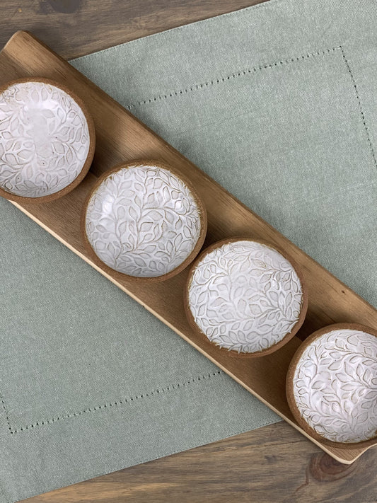 Willow Pottery Mini Bowls | Artisan Ceramic Dipping Bowls | Set of 4 or 6